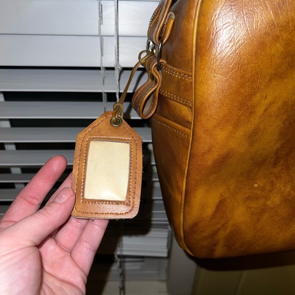 Vintage 1960s Brown Leather Carry On Travel Crossbody Bag - Picture 6 of 14